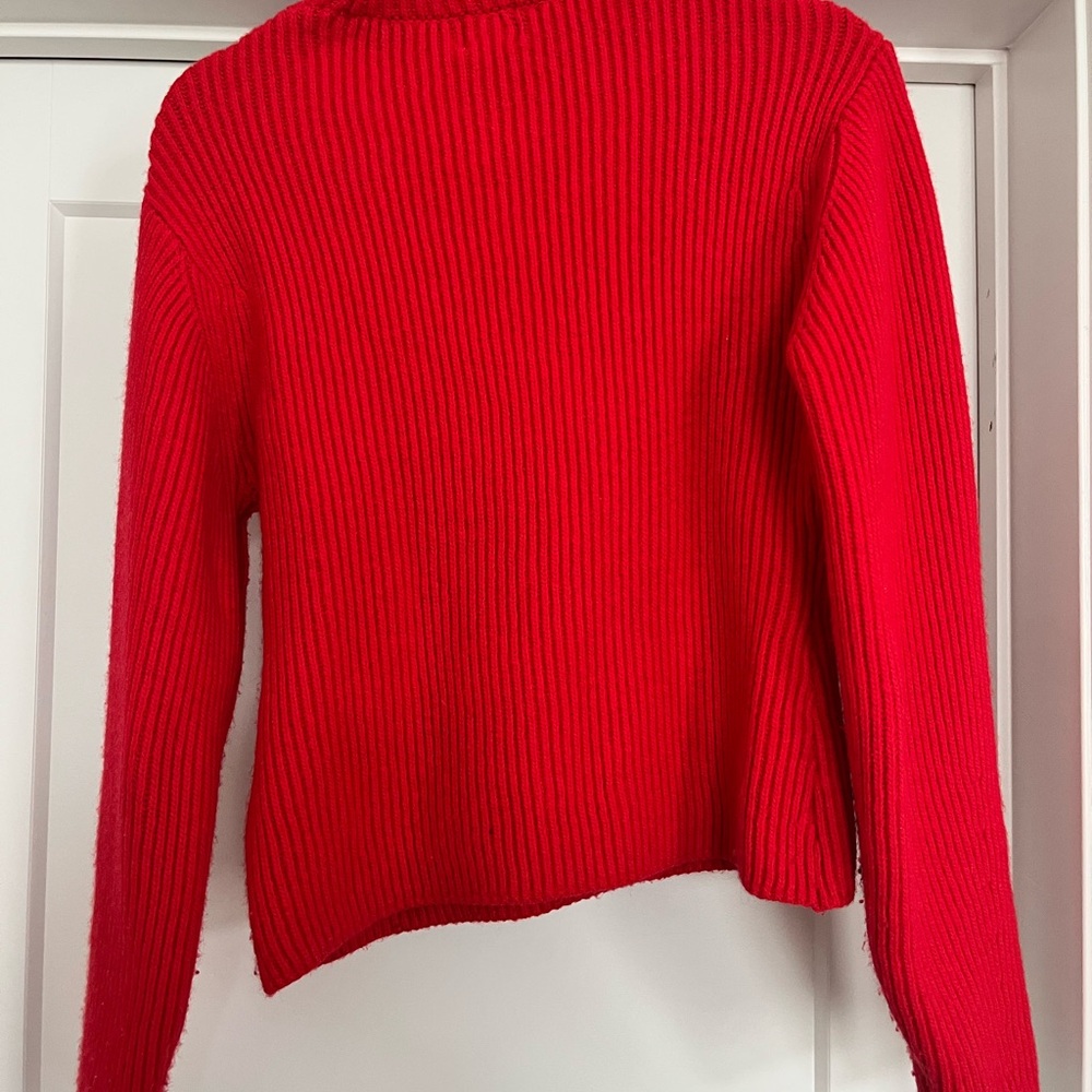 Women's Red Ribbed Sweater - Picture 2 of 2
